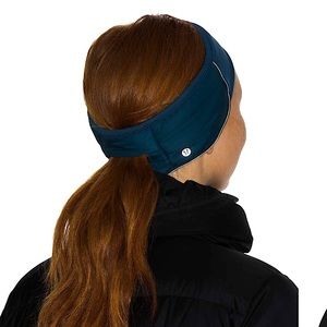 Lululemon Pinacle Warmth Ear Warmer Ponytail Primaloft Teal Blue Headband Run
